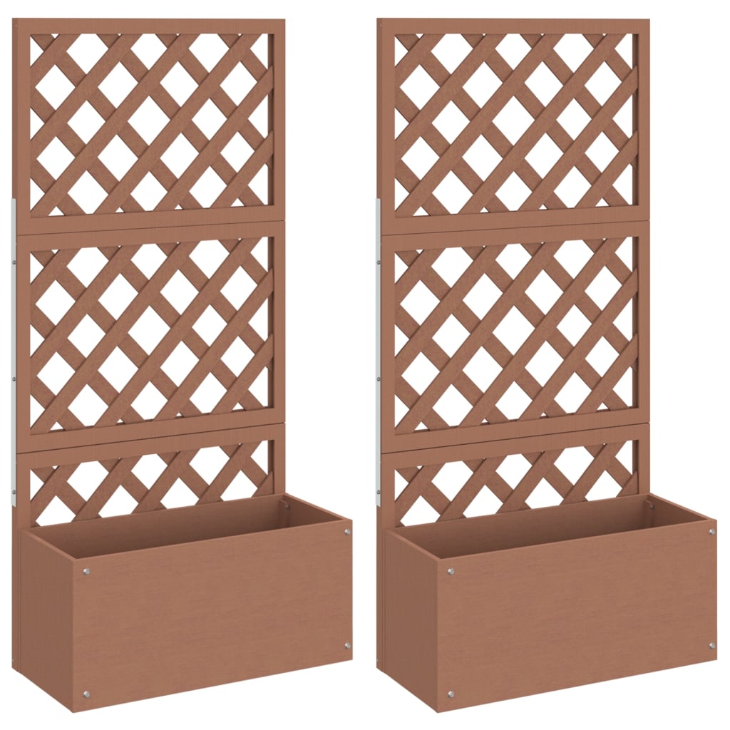Flower Boxes with Trellis 2 Pcs Brown 65x33x135 Cm WPC
