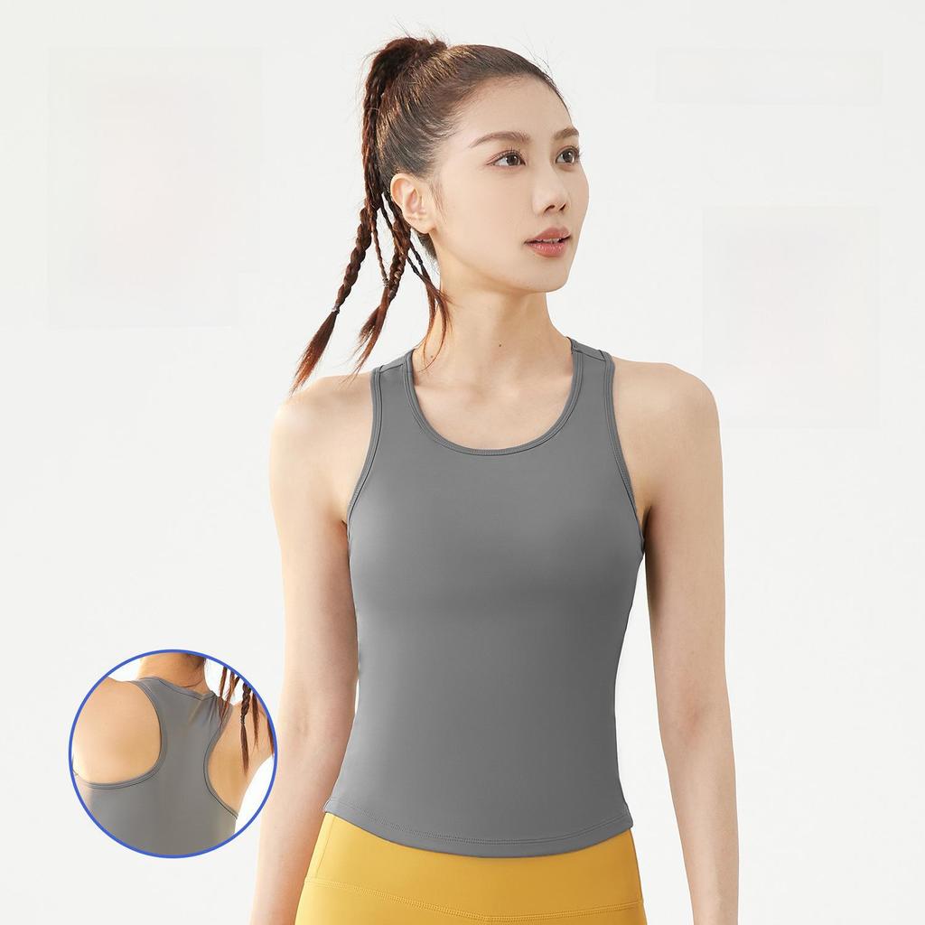 Juyitang 4D Peach Round Neck Anti-Exposure Yoga Vest
