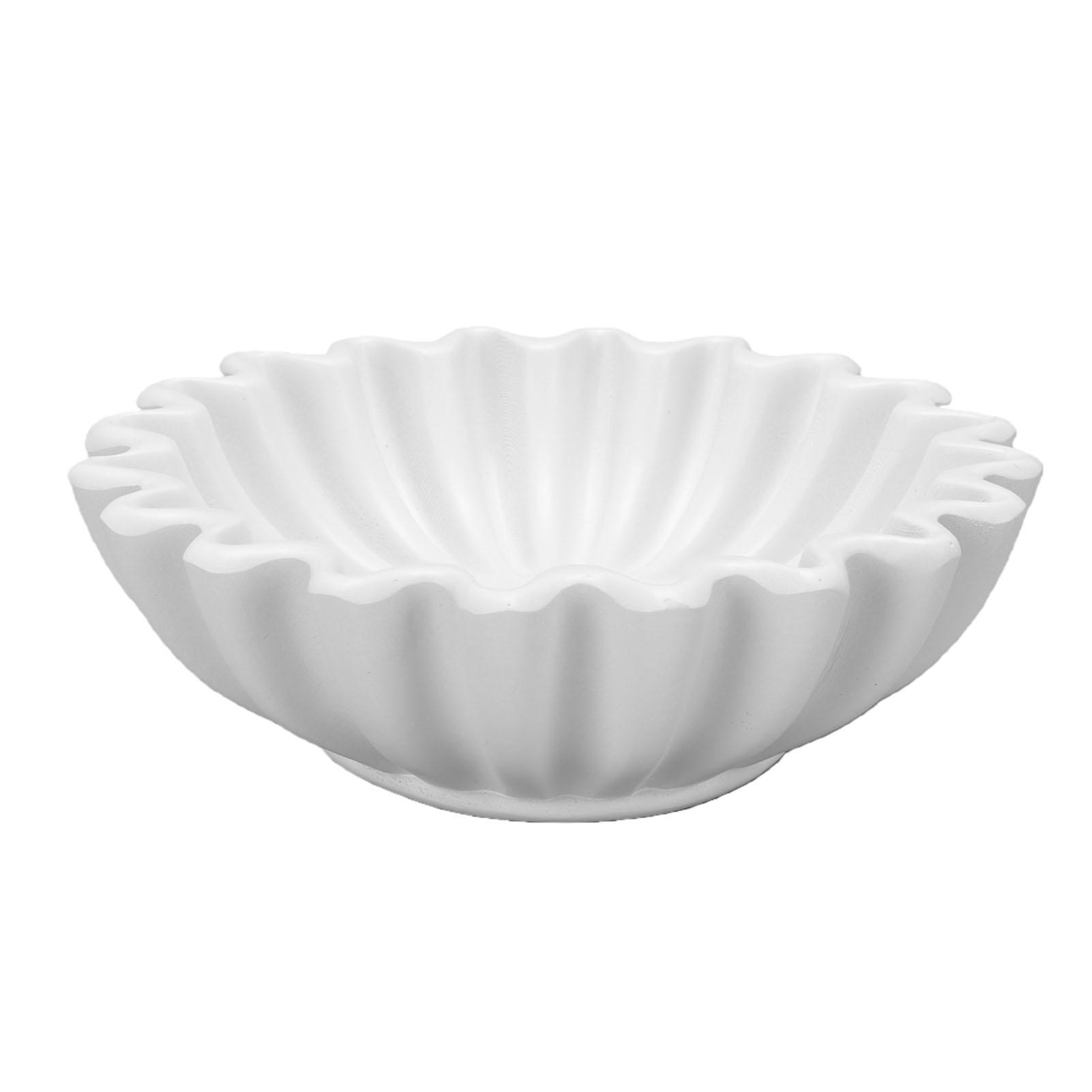 

White Resin Decorative Bowl Handcrafted Ruffle Fluted Bowl Scalloped Bowl Modern Home Decor S