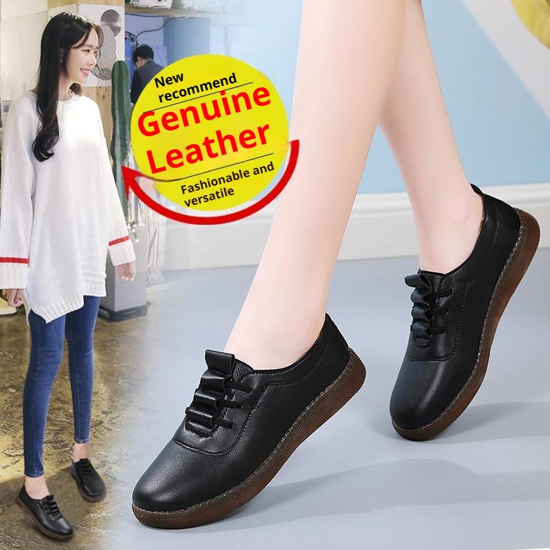 Frühlings-Weichsohlen-Echtleder-Weiße Schuhe für Damen Ausgehöhlte Mokassins zum Gehen und Freizeit-Lederschuhe