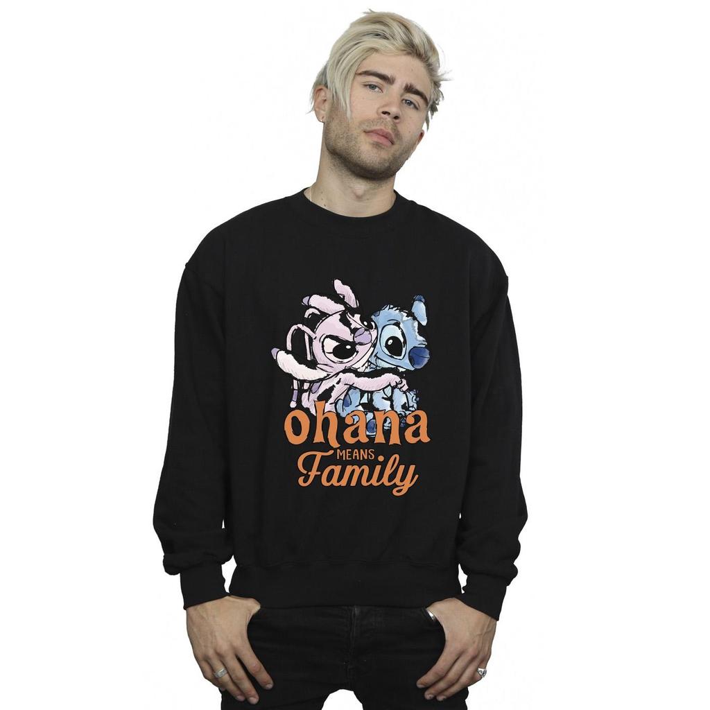 Disney Mens Lilo And Stitch Ohana Angel Hug Sweatshirt