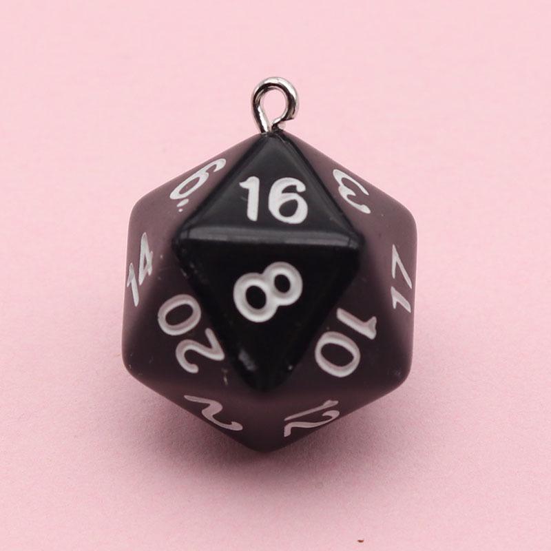 20-Sided Colored Transparent Acrylic Dice Pendant Keychain for DIY Jewelry