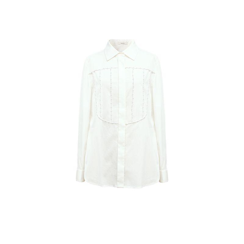 

Blacknini/ Pearl Girl Import High Count Heavy Twist Pima Pima Cotton Handmade Pearl Chain White Shirt Pearl Chain Shirt(In stock) XS