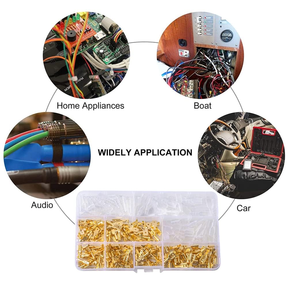 Flat Terminal Set, 315 Piece Set, Crimp Terminal, Splice Terminal, Insulation Sleeve, Male and