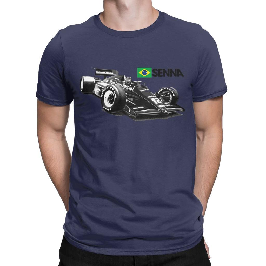 Brazilian Racer Ayrton Senna 97T Car TShirts for Men Vintage Pure Cotton Tees Crew Neck Short Sleeve large size gift Tops