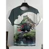Summer Round Neck 3D Animal Warrior Print Top Fashionable Casual Short Sleeved Men's T-shirts