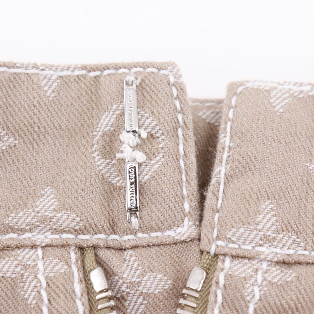 LOUIS VUITTON Monogram denim skirt tight Brown cotton/polyester Women Used