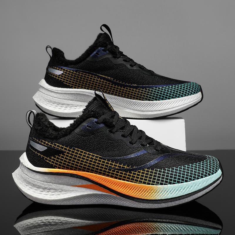 Fleece Thickened Carbon Plate Running Shoes Shock Absorption Men's Students Special Running