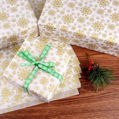 50 Stück Goldene Weihnachts-Schneeflocken Seidenpapierblätter 50X35cm Weihnachts-Geschenkpapier für DIY und Basteln Geschenktüten Dekorationen