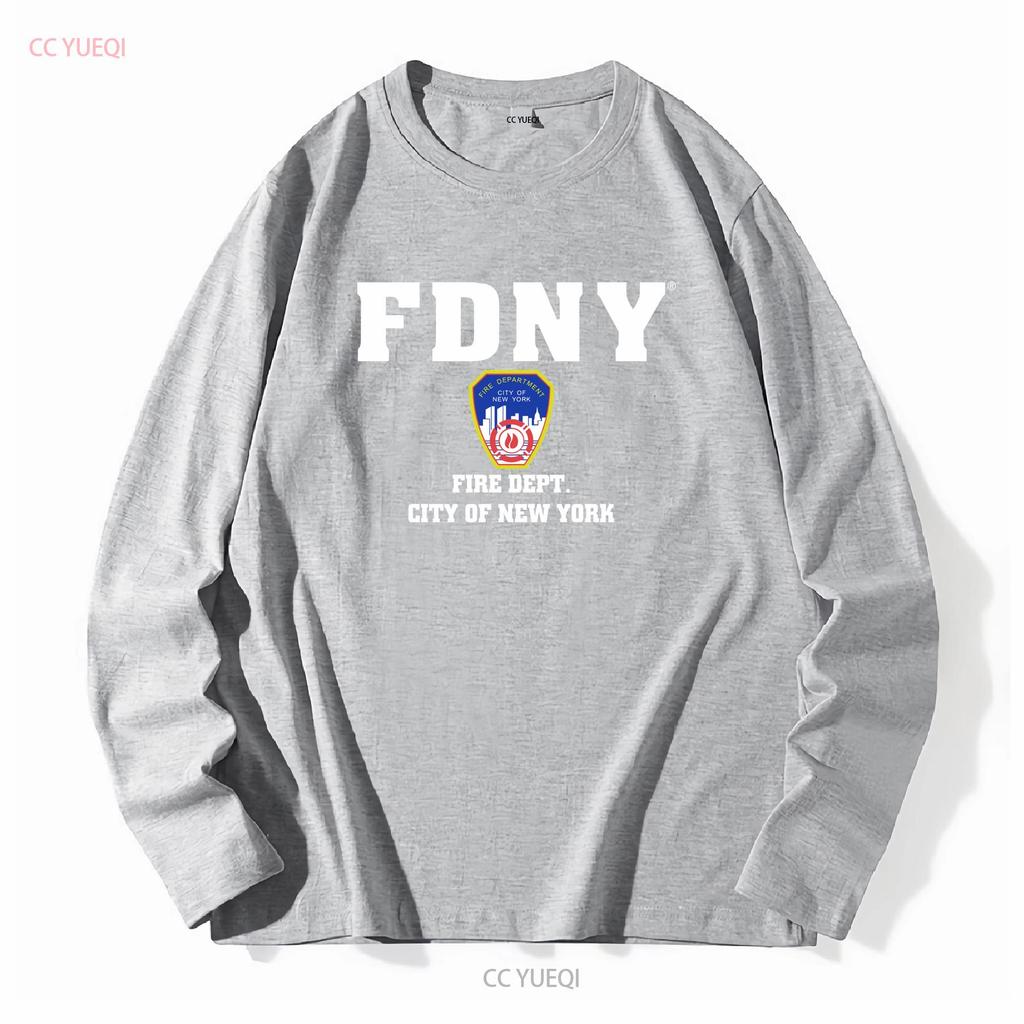 NYC Fire T Shirt Vintage Blue large department New York City Y2k long or short sleeves vintage Washed streetwear Stylish