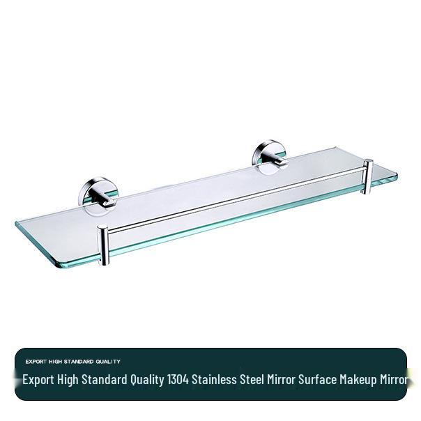 Stainless Steel Bathroom Towel Rack Set with Mirror Shelf & Nail-Free Installation