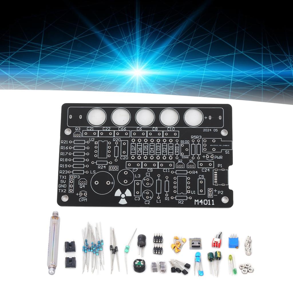 Zestaw części licznika Geigera DIY Moduł detektora promieniowania jądrowego Niezmontowane narzędzie Czarny