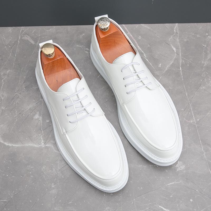 Men s Glossy Patent Leather Lace-up Formal Casual Shoes, Large Size, Autumn New Arrivals. US 12 (EU 45)