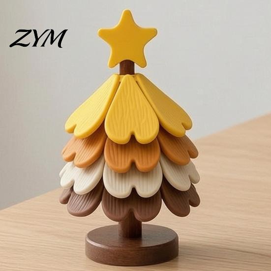 Foldable Dish Holder Christmas Tree Shaped Silicone Trivet Set, Collapsible Heat Resistant Hot Pad Holiday Party Kitchen Decor with Storage