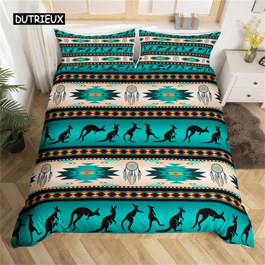 Ethnic Tribal Tropical Wild Animals King Feather Bohemian Dreamcatcher Duvet Cover Bedding Decor EU single(135x200cm)