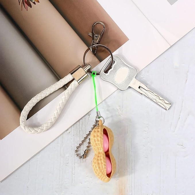 Kids Childrens 3PCS Squeeze Peanuts Keychain Fidget Toy, Soybean Peanut Sensory Stress Relief Keyring, Party Decor Gift Present for Adults