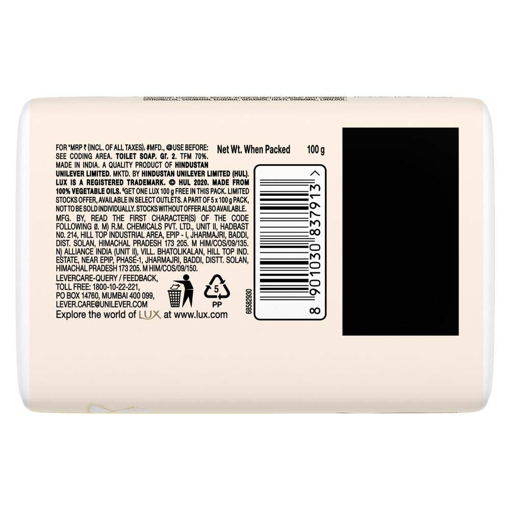 Lux Glow Jasmine And Vitamin E Beauty Soap For Glowing Soft Skin 5X100g Offer Pack
