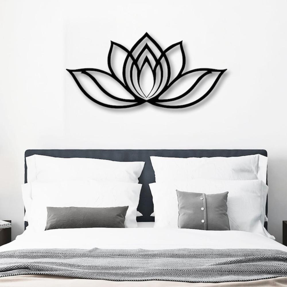Lotus Flower Metal Wall Art Yoga Studio Mandala Zen Home Decor Spiritual Relaxing Sign