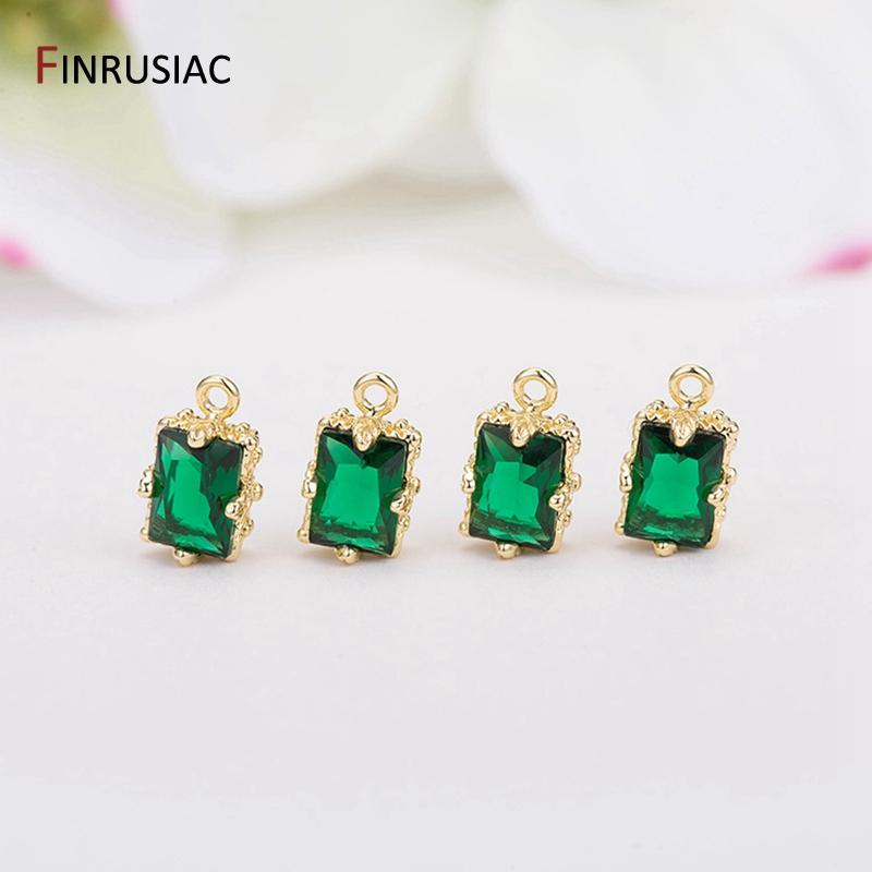 Korean Fashion Green Zircon Small Pendant Charm, DIY Making Earrings Necklaces Components Findings, Jewellery Making Supplies
