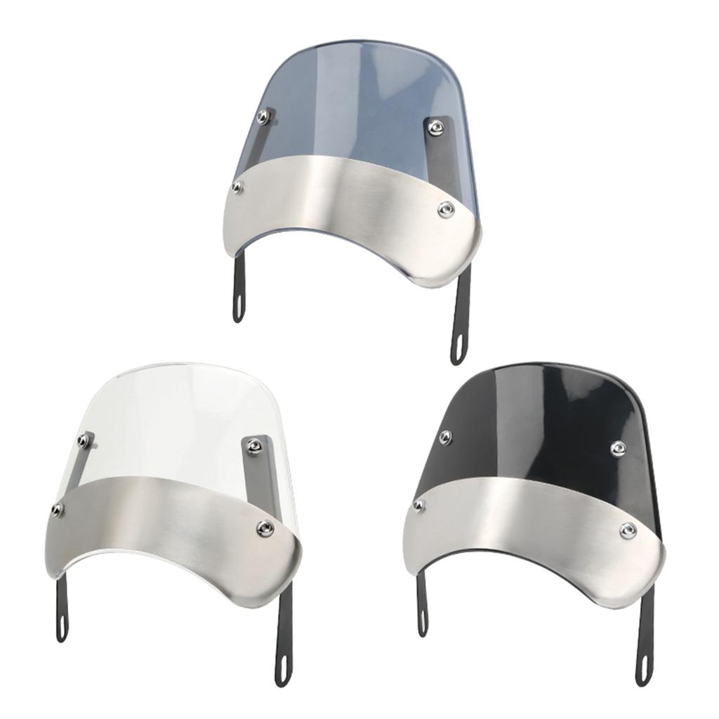 Motorcycle Windshield Wind Deflector Windscreen Replace Front Flyscreen for 5"-9.45" Round Headlight Motorbike Accessory
