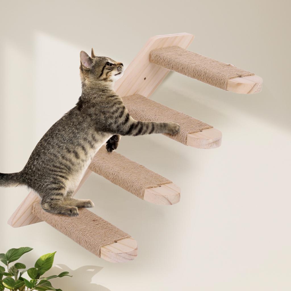 Cat Wall Shelves Wooden Cat Climbing Ladder Wall Mounted Cat Climbing Frame for Cats Perch Shelves