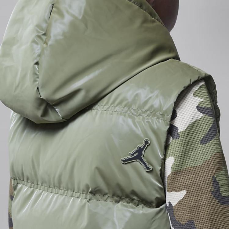 Jordan Kapuzen-Casual-Minimalisten-Daunenweste Kinderwesten Olivgrün HQ8075-222