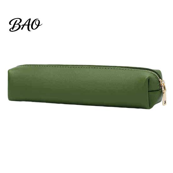 PU Leather Pencil Bag Minimalist Case, Multi-Functional Stationery Storage with Smooth Metal Zipper, Water Travel Pouch & Stain Resistant Pen