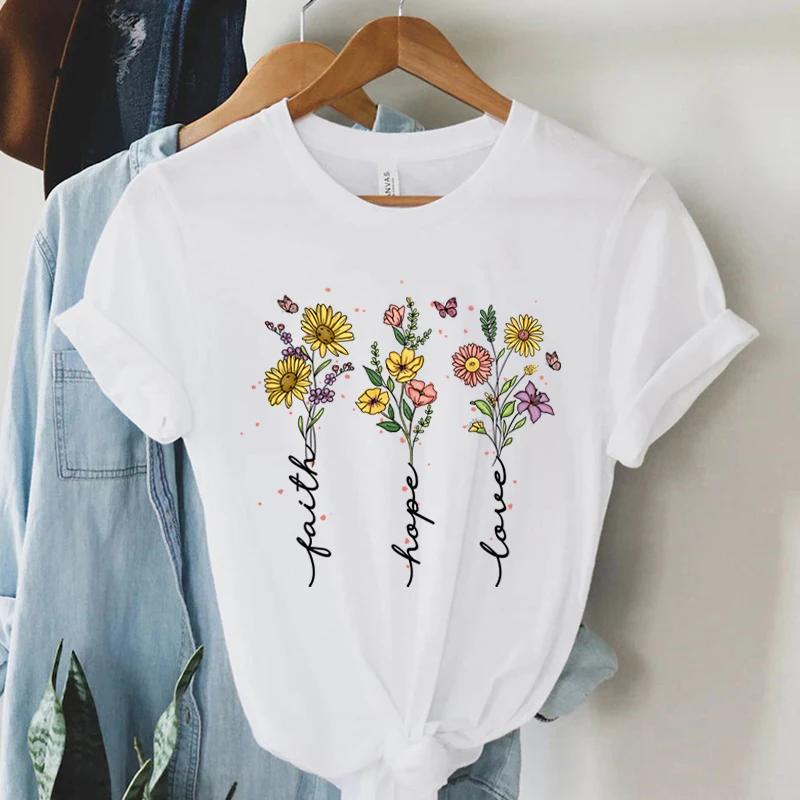 Faith Hope Love Vintage Boho TShirts Women Christian Tshirts Short Sleeve Trendy Tee Shirt Tops Women Religious Faith T Shirts