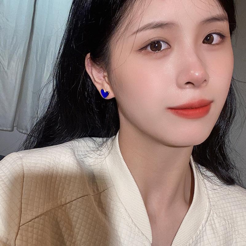 Batu Blue Love Earrings, Annual Tide, Korean Temperament Stud Earrings, Women'S Design Sense, Atmospheric Earrings