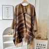 Knit Shawl Wrap for Women, Ladies Knitted Kimono with Fringe for Fall Winter, blanket shawl