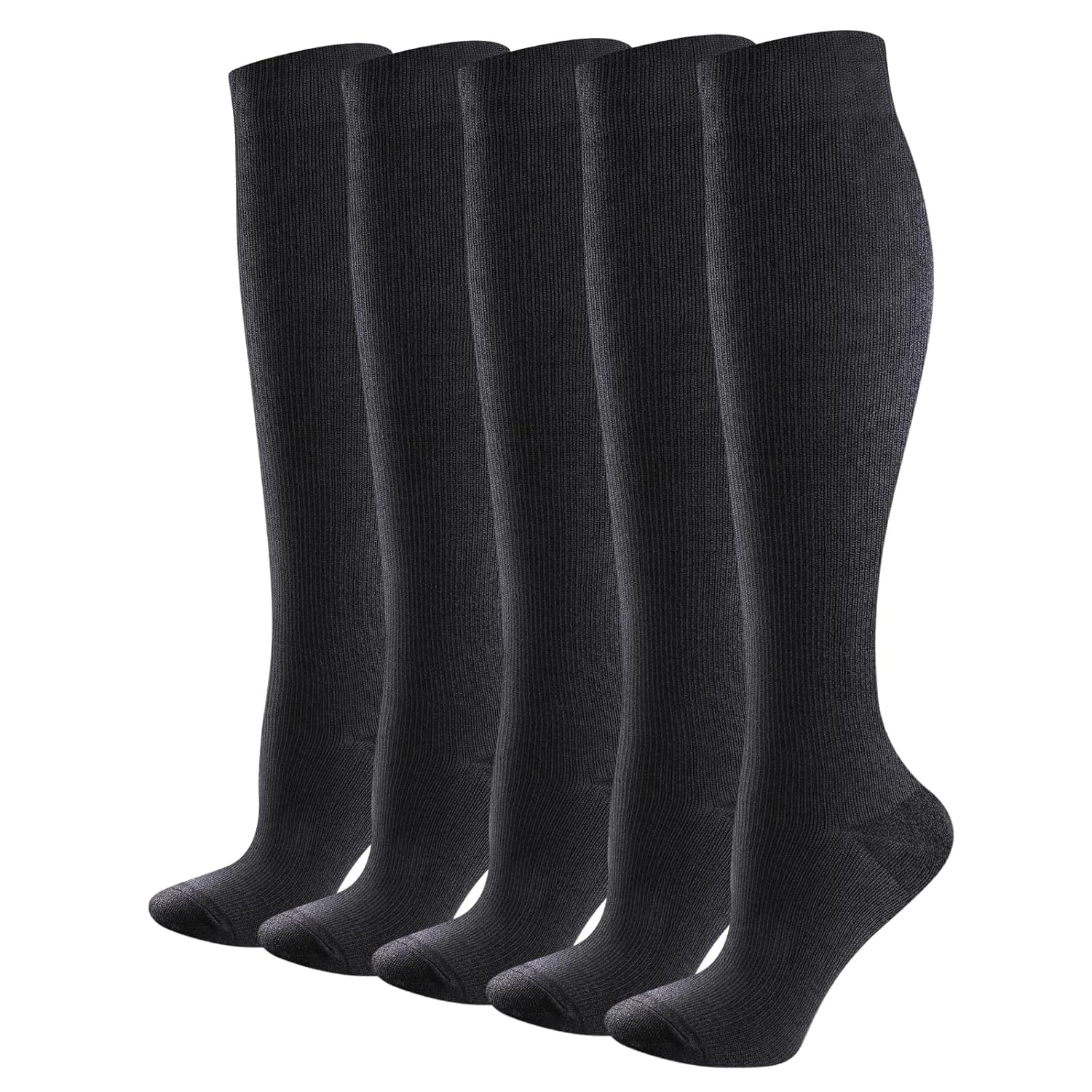 YUEDGE Compression Socks Men Elastic Stockings High Black/White Running Sports Suitable Set 5