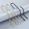 4MM Shiny Link Chain Necklace for Men Women's Gold Color Stainless Steel Jewelry Hip Hop Rock Keel Chain Party Accessories Gift