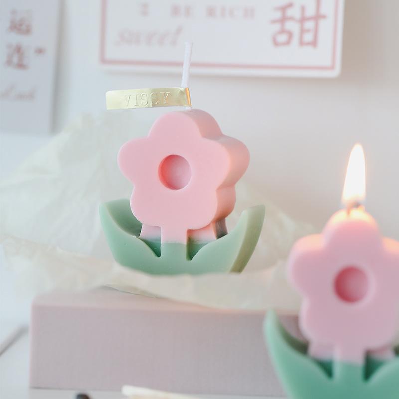 INS Flower Scented Wax Candle Korean Home Decoration Flower Ornament Fragrance Handmade Floret Candles Candlestick Decorations