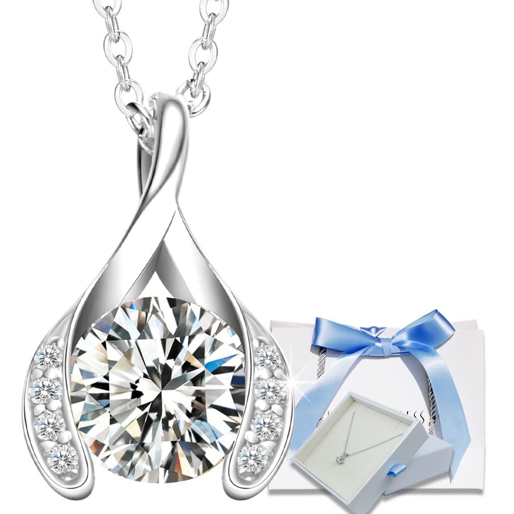 [EVER FLAWLESS] Women s Necklace, 1.0 Carat, Single Stone, Platinum Finish, Gift Wrapping Available, Gold