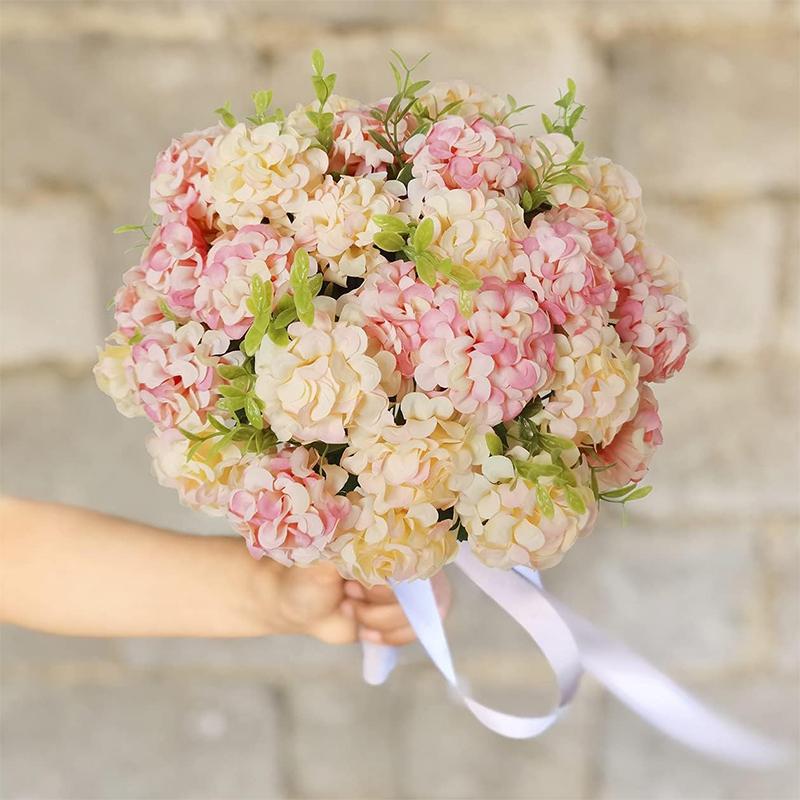 35cm Pink Rose Silk Bouquet Hydrangea Artificial Flower 10Heads for Wedding Table Vase Home Decoration Mother's Day Gifts
