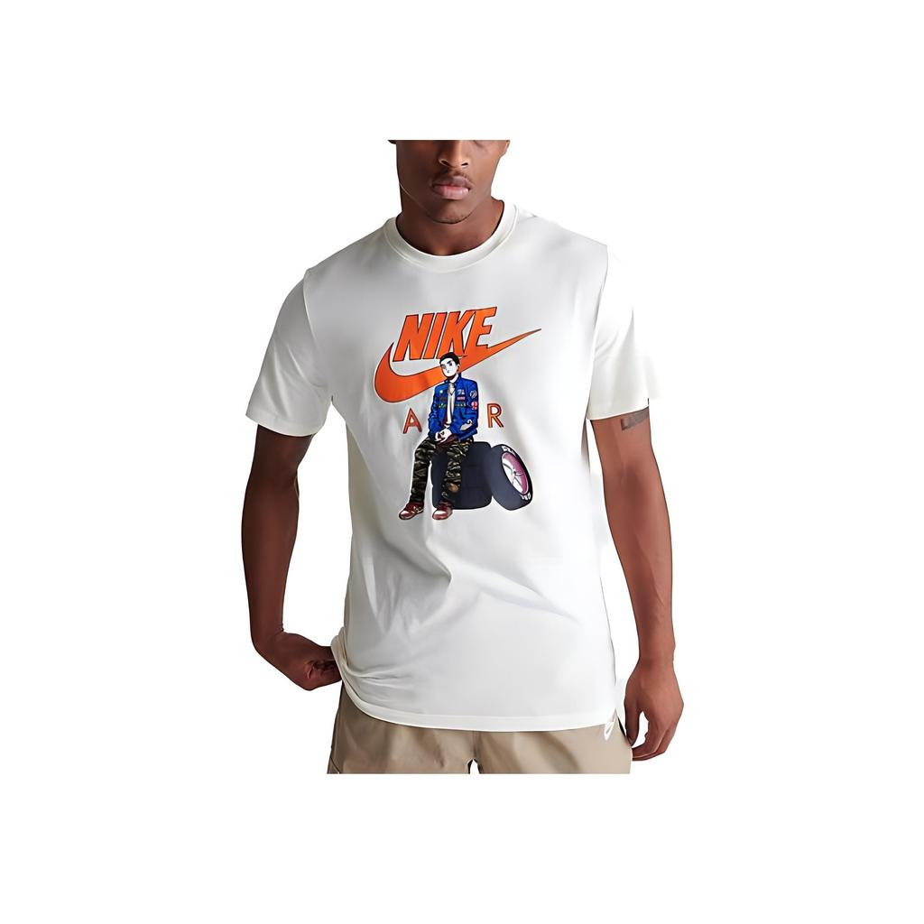 Nike Fitted Pattern Printed Crew Neck Short Sleeve T-Shirt Men Tops White FD1332-110