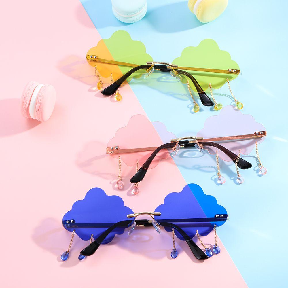 Fashion Funny Cloud Shaped UV400 Clouds Tassel Sunglasses Rimless Sunglasses Disco Glasses Steampunk Sunglasses
