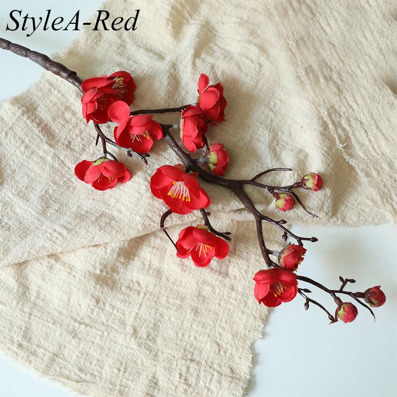 Artificial Flower Cherry Red Artificial Plant Plum Blossom Silk Flower Small Winter Plum