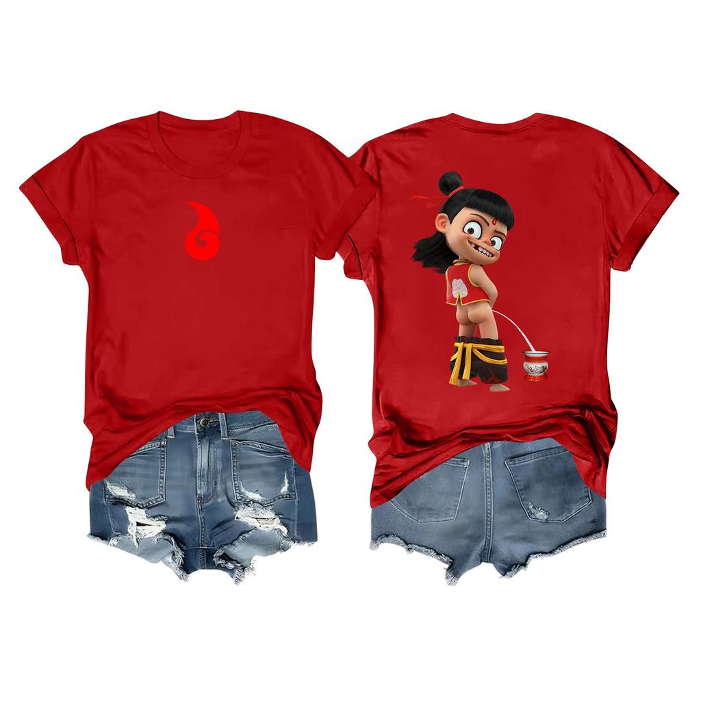 Women's Casual Daily Round Neck Printed Short Sleeved T-shirt Letter Top