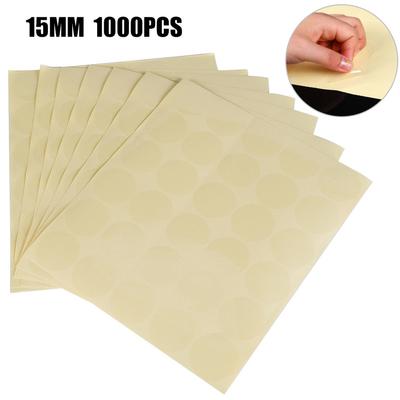 1000 étiquettes autocollantes rondes transparentes de 15 mm en PVC