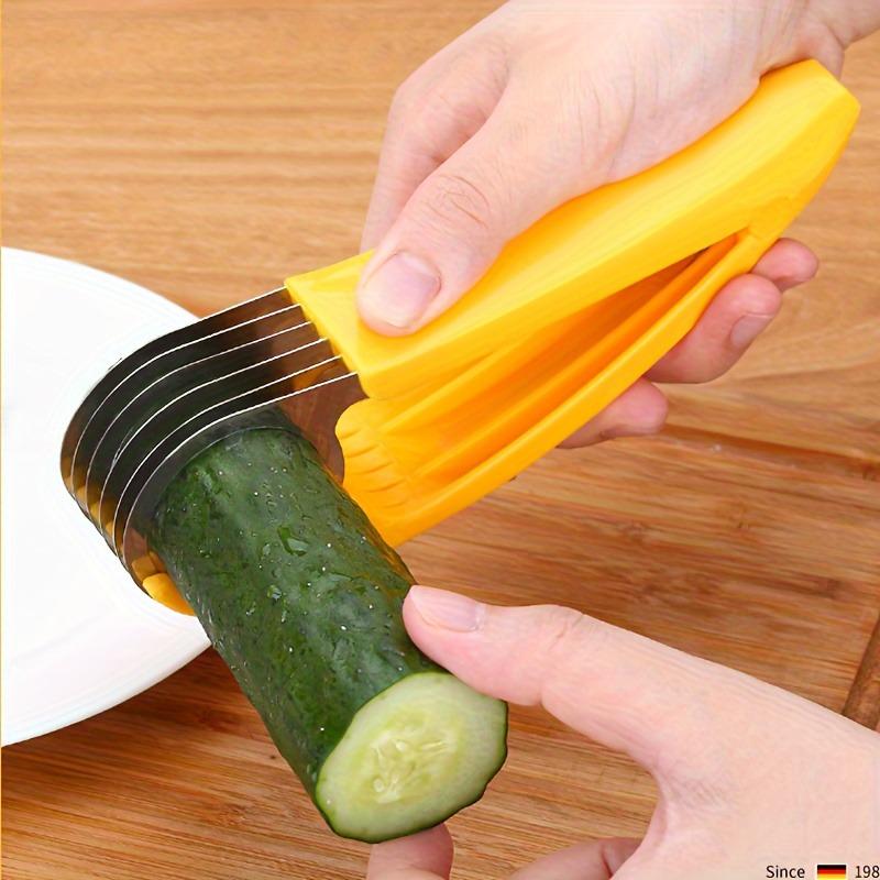 Banana Slicer, ABS + 304 Stainless Steel Fruit Salad Peeler Kitchen Tool for Bananas, Hot Dogs, Strawberries, Cucumbers