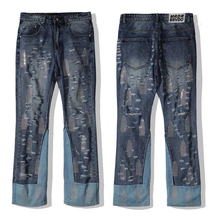 

WHO DECIDES WAR Мужские джинсы премиум-класса свободного кроя с ромбовидным принтом на весну/лето 34 синий