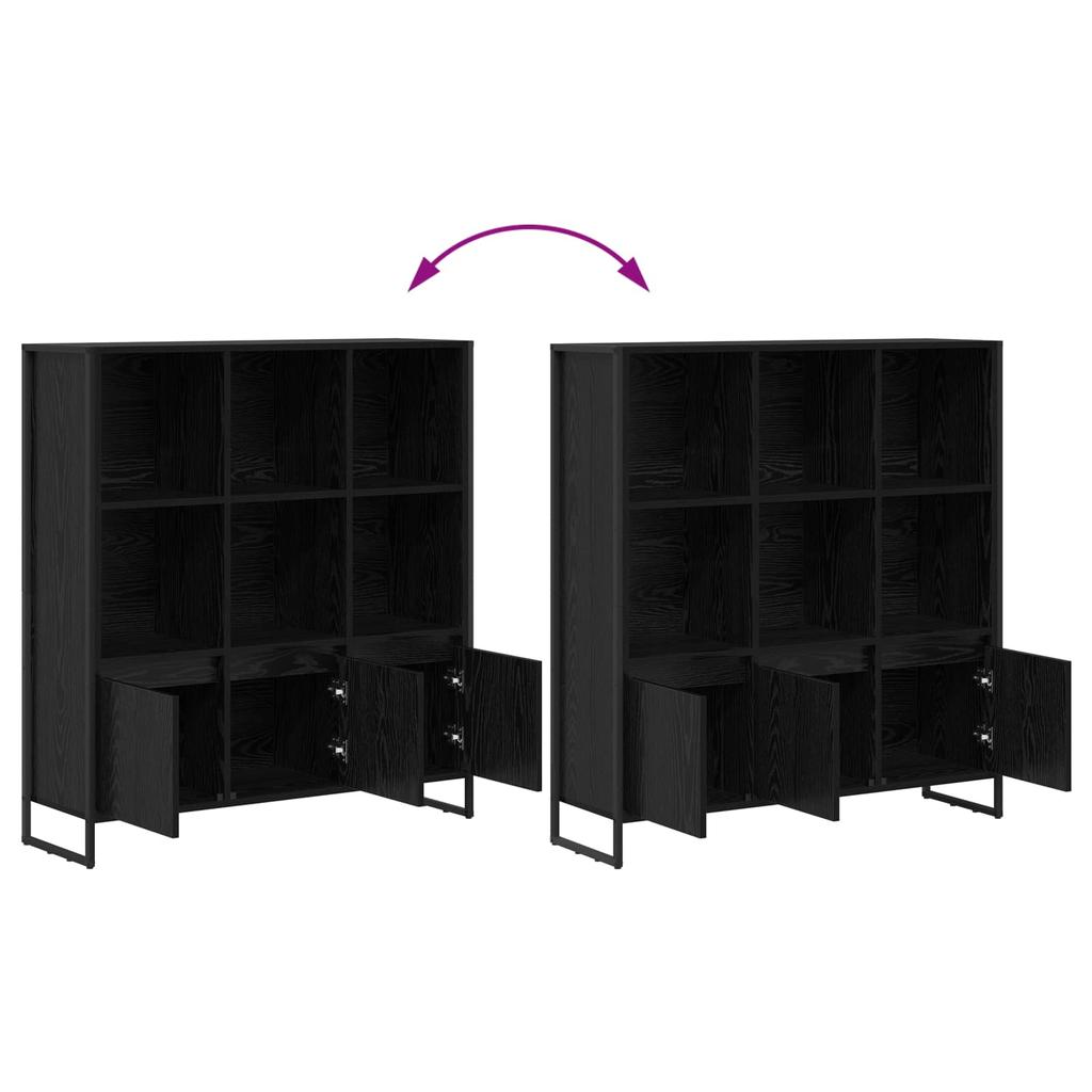Bookshelf Set of 2 Black Oak Effect 99.5 x 30 x 108 cm