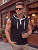 Mens Casual Sleeveless Hooded Solid Pullover Tank Top
