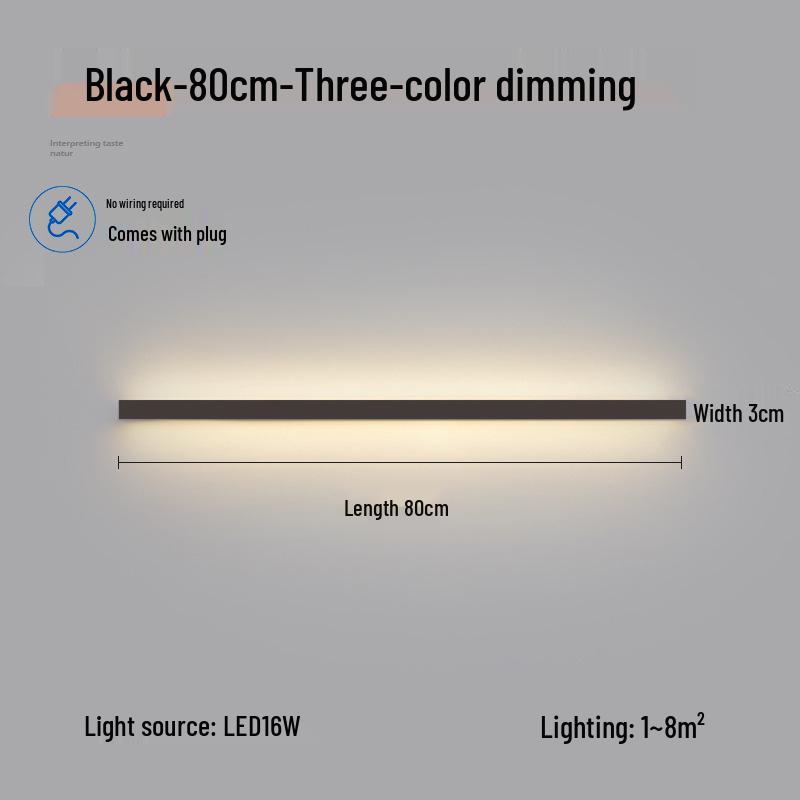 Minimalist Modern Long Strip Wall Lamp for Bedroom, Living Room, or Sofa Side