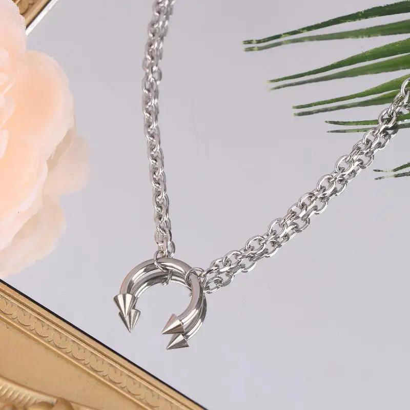 Retro Hip-hop Style Titanium Steel Necklace Party Punk Rivet Pendant Unisex Choker Gothic Y2K Jewelry