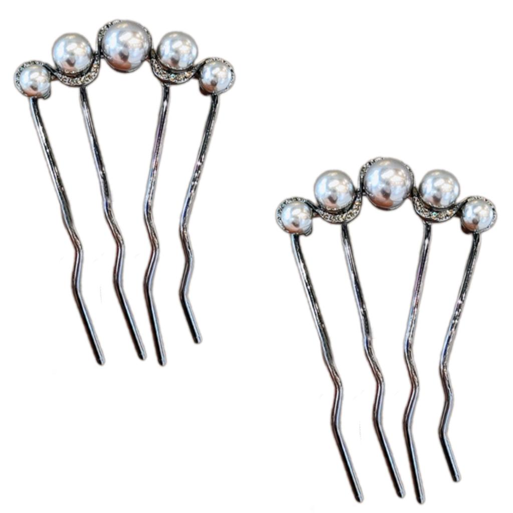 Elegant Metal Imitation Pearls Hairpins With Geometric Cutouts Secure Grip U-shaped Hair Pins For Updos And Styling