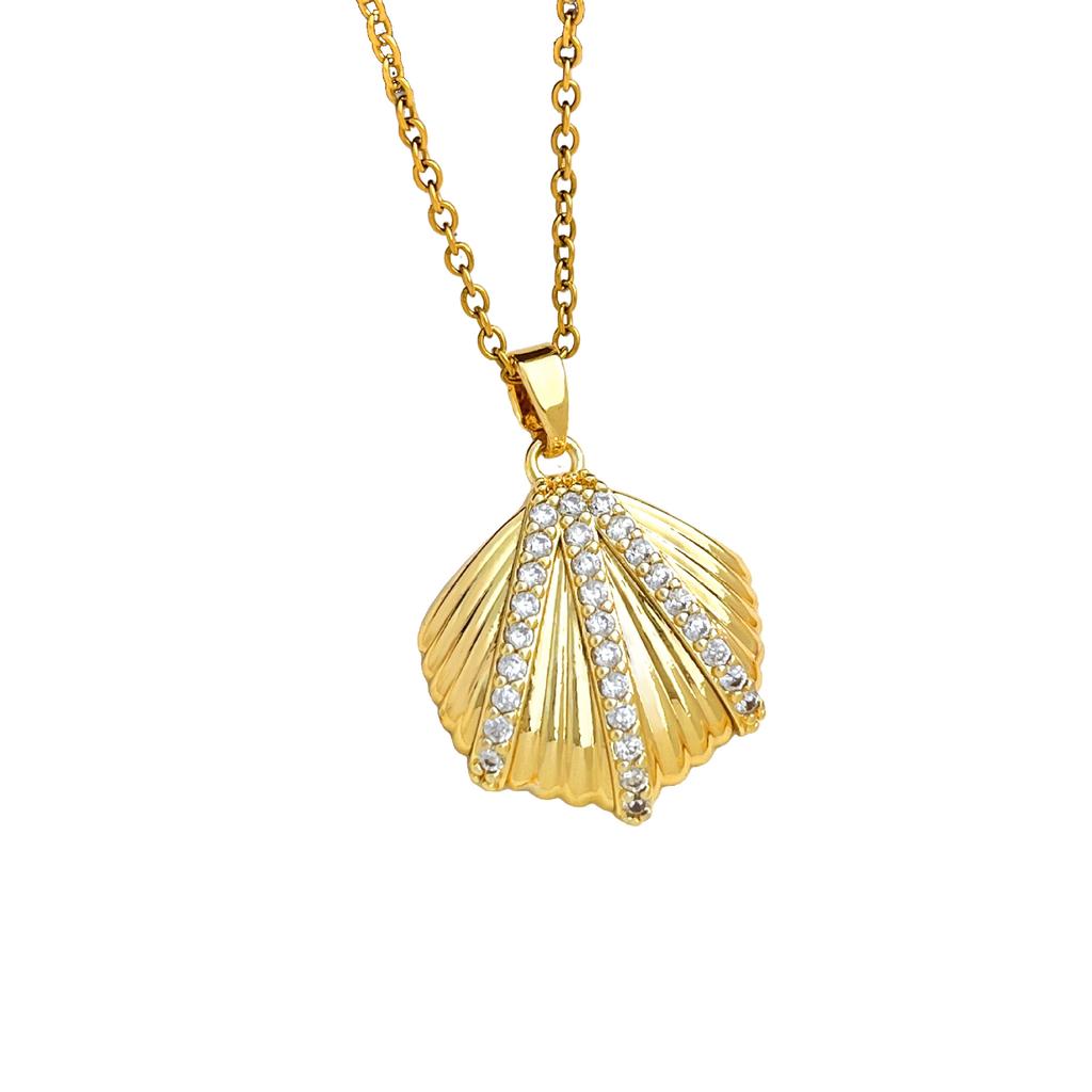 Ozeanmuschel Halskettenanhänger für Damen - Schlichtes Design für den Strandurlaub - Schlüsselbein-Kette