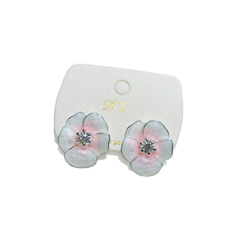 Fashion Jewelry Sweet Design Spring/Summer Blue Pink Enamel Flower High End Earrings Party Gifts for Women