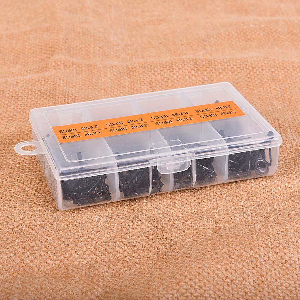 80Pcs Box 8 Sizes Telescopic Fishing Rod Guide Tip Repair Kit Rod DIY Eye Rings Fishing Rod Guide Fishing Tackle